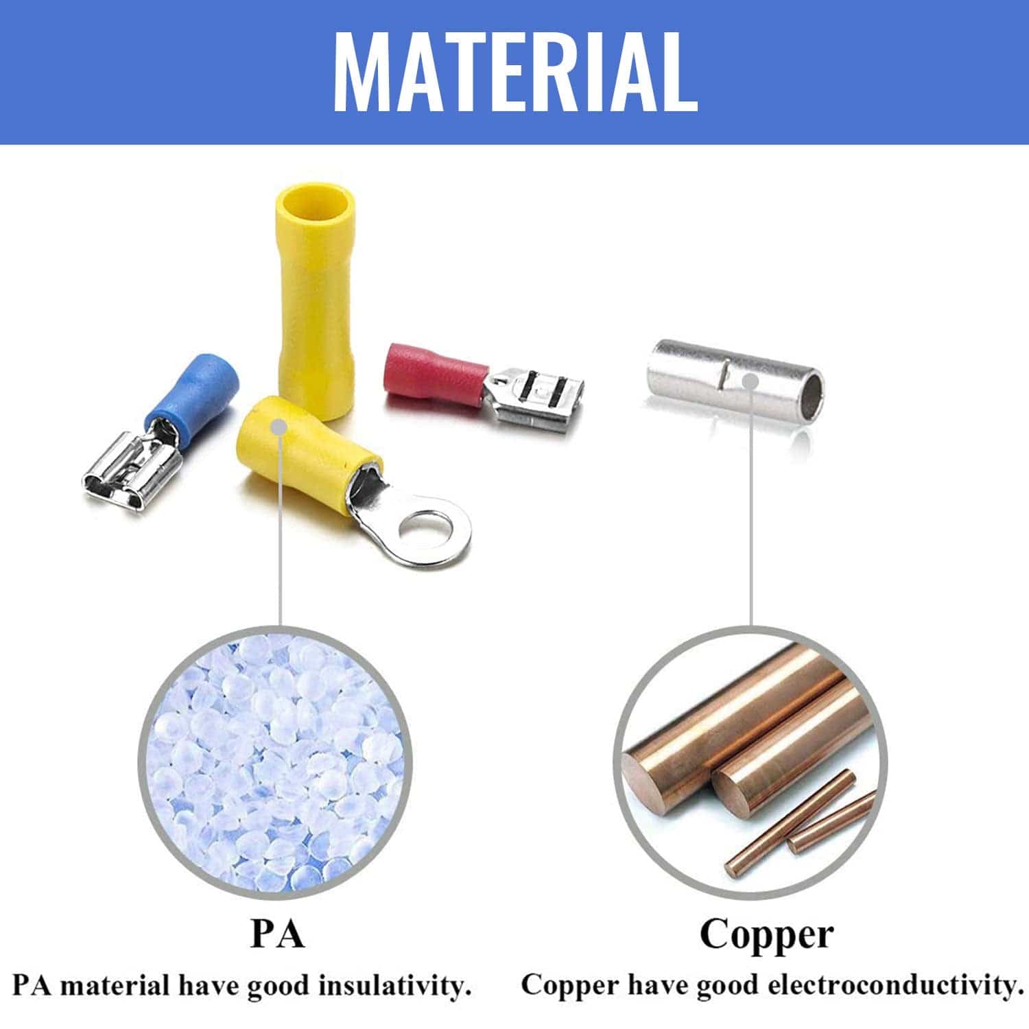 1500pcs Wire Terminals Butt Connector Kit Insulated Electrical Wire Terminals Wire Crimp Connector Ring Fork Spade Butt Connector Kit - RS6191 - Image 3